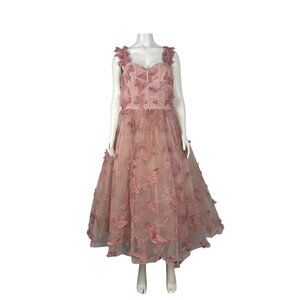 NWT JessaKae Mariposa Dress Womens 12 Flutter Pink Butterfly Corset Back Tulle